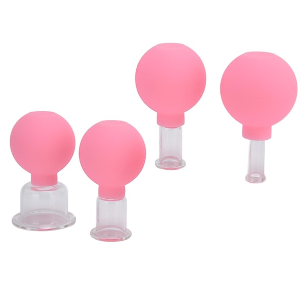 Silikone Koppingterapi Sæt - 4 Stk. Massage Vakuum Kopper Kit til Ansigt, Ben, Arm, Ryg, Skulder (Pink)