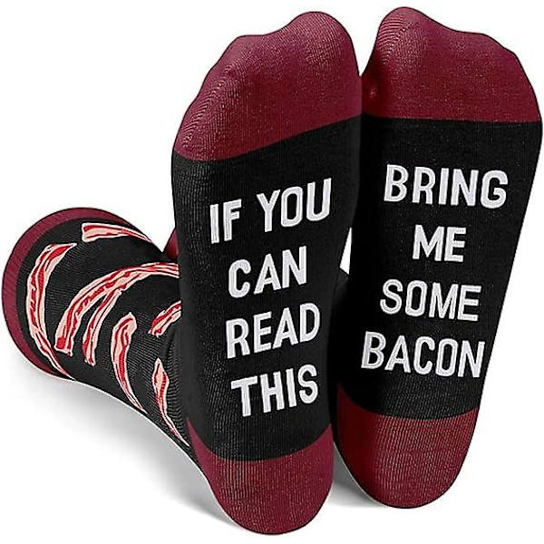Nyhed Hvis du kan læse dette, bring mig pickle hotdog popcorn sokker til kvinder, sjove pickle bacon hotdog pizza gaver/bacon sort/størrelse: medium