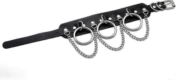 Läderhalsband för kvinnor, svart PU-läderhalsband