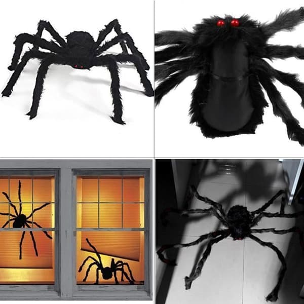 Halloween-dekoration - Kæmpeedderkop - 150 cm - Plyslegetøj - Røde øjne