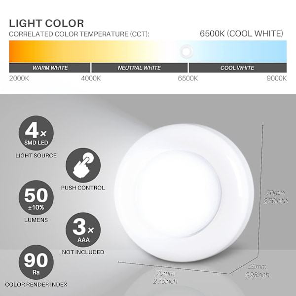 Mini Touch Spotlight Bærbar LED-lys for innendørs bruk