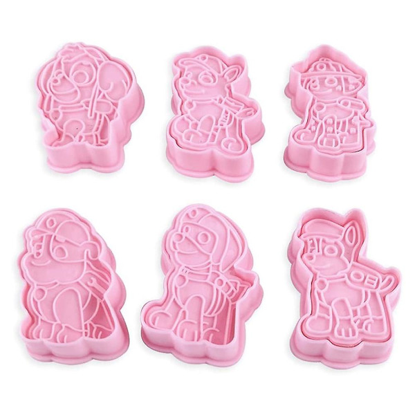 1 sæt/6 stk. Plastik kage stempler - Tegneserie sjov kageform Børn bage sæt Biscuit prægning form Tegneserieform