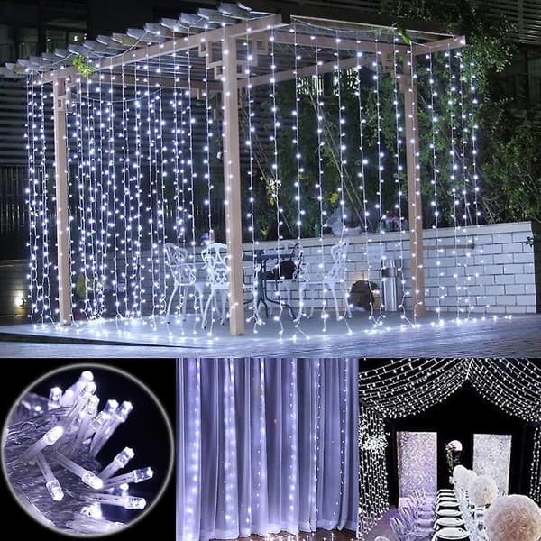 LED-gardinlys Feilys med 8 moduser 300 LED-feilys