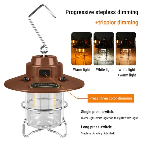 Ny bærbar retro campinglampe