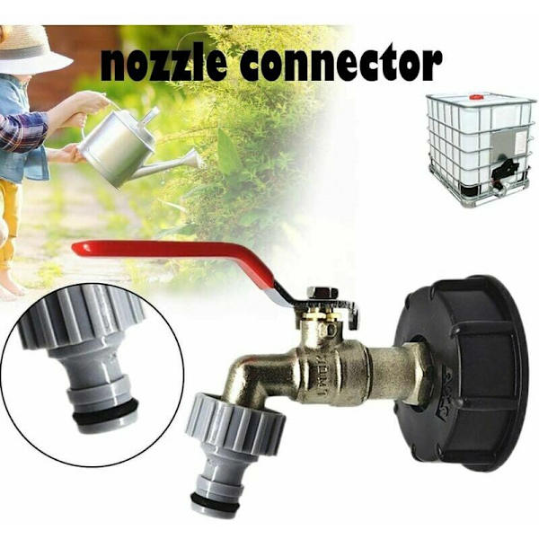 IBC-tankadapter 1/2 tums kranutloppsfäste ventil kran trädgårdsslangkopplingar