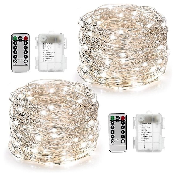 Batteridrivna julgransljus med fjärrkontroll 16ft 50 LED-slingor för trädgårdsdekoration Varmvit