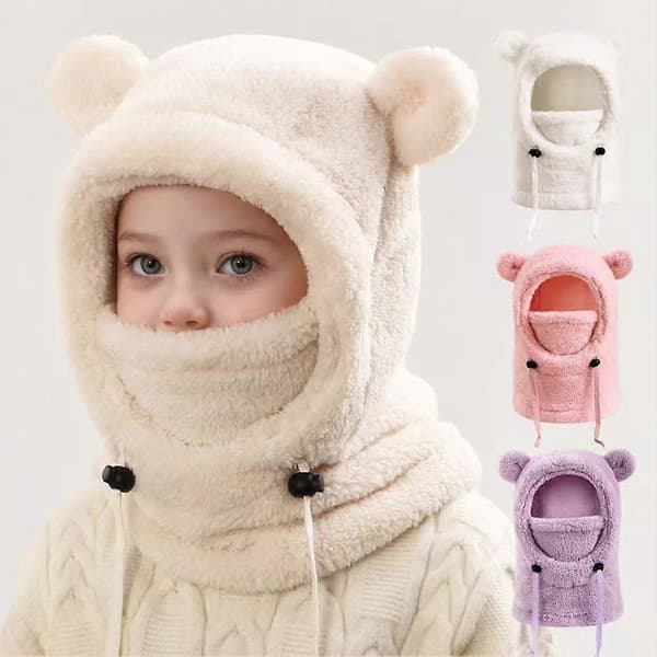 Bjørneørehætte til mænd og kvinder efterår vinter polyesterfiber halstørklæde Beige