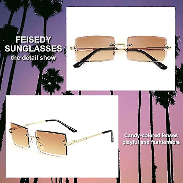 Vinta Rimless Solglasögon Rektangulär Ramlös C Glasögon Kvinnor（A102)