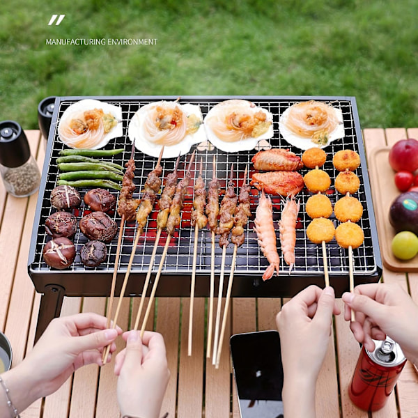 Bærbar, sammenleggbar grill: Perfekt for utendørs camping, piknik og mer! (Medium størrelse)