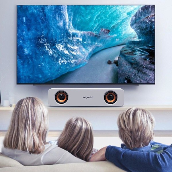 Surround Sound Bar Wired Computer Speakers Stereo Subwoofer Mini Speaker（Free Size，White）