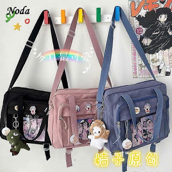 Goth Ita Bag Ryggsäck för Flickor med Plushies Japansk Skolväska Lolita Tillbehör Skolmaterial för Barn (Rosa)