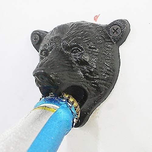 Gjutjärnsväggmonterad Grizzly Bear Teeth Bite Bottle Er (bla)
