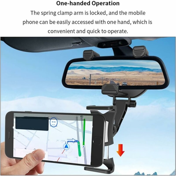 Auton takapeili matkapuhelinteline 360 ​​asteen kiertosäädettävä matkapuhelinteline harmaa