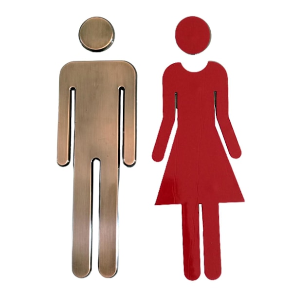 Toiletskilte 2 stk./sæt Toilet Mænd, kvinder Skilt 3d Spejl Vægklistermærke Dør Hjemmedekoration Klar Vejledning（Sølv）