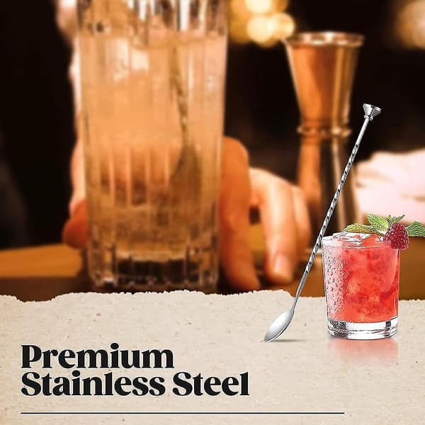 2-pack barskedar, 12-tums cocktailrörare i rostfritt stål med visp