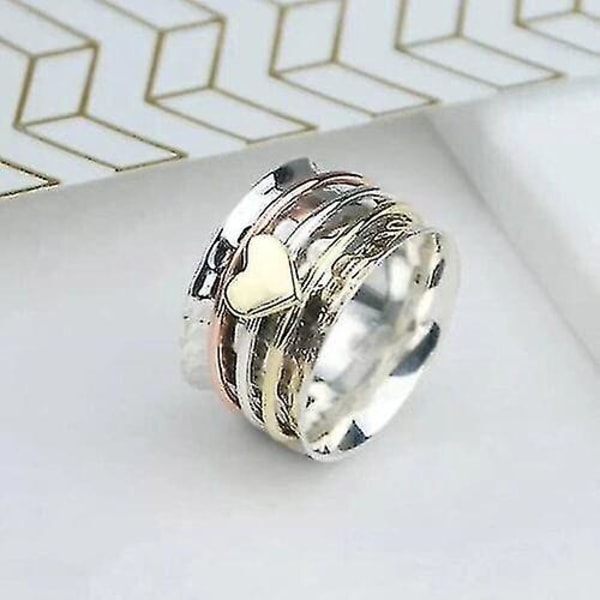 2023 Ny, självkärlek Spinner Heart Ring Dam Sterling Silver Ring Fidget Stress Resistant