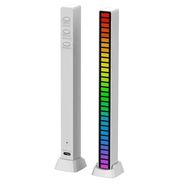 Musik Atmosfære Lys, Musik Lydstyring Led Strip Lys Multifunktionel Pickup Stemmelampe Usb（Hvid）