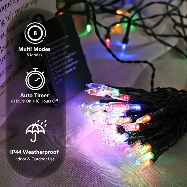 Julelys Multicolor, 17,94' 50 Led Julelyskæde, Batteridrevet Julelys
