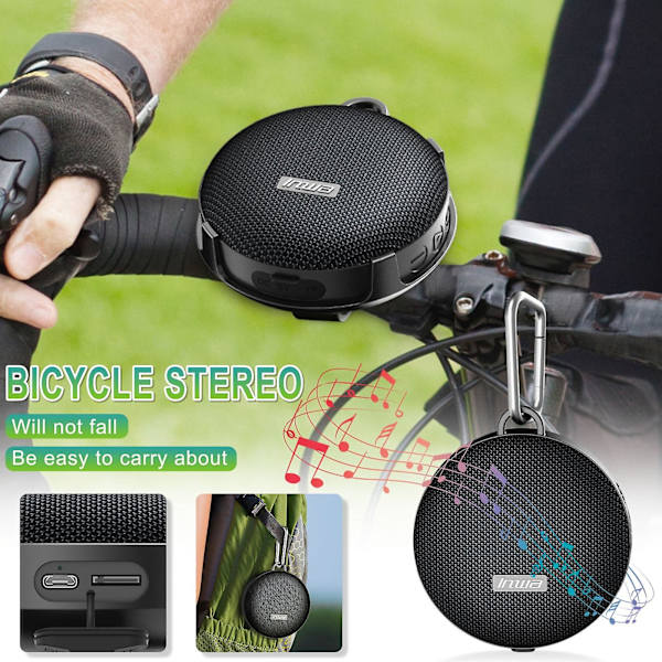 Utomhushögtalare Bärbar Bluetooth-högtalare för cykel, Ipx7 Vattentät Mini Utomhushögtalare, Bluetooth 5.0 Trådlös Cykelhögtalare med Ljud för Rid
