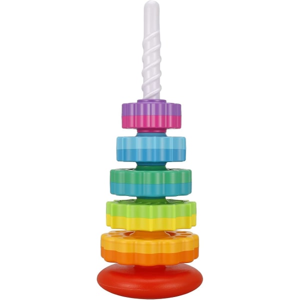 Spin Stacking Toy, Baby Sensory Spin Gear Stapling Ring Toy, Rainbow Spin Stack Gear Toy, Bpa Gratis Toddler Brain Development Toy Family Ga