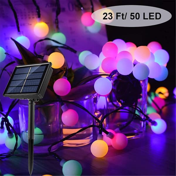 Utendørs solcellelyslenker, 7m 50 LED solcellelyslenker vanntett IP65 med 8 lysmoduser