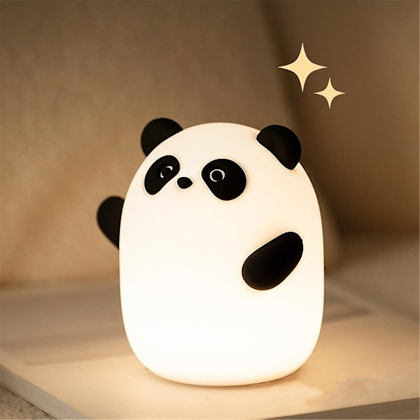 Panda Natlampe, Sød Squishy Dæmpbar Touch Dyrelampe, 3 Niveau LED Fødevarekvalitet Silikonelys til Soveværelsesindretning（Som Vist）