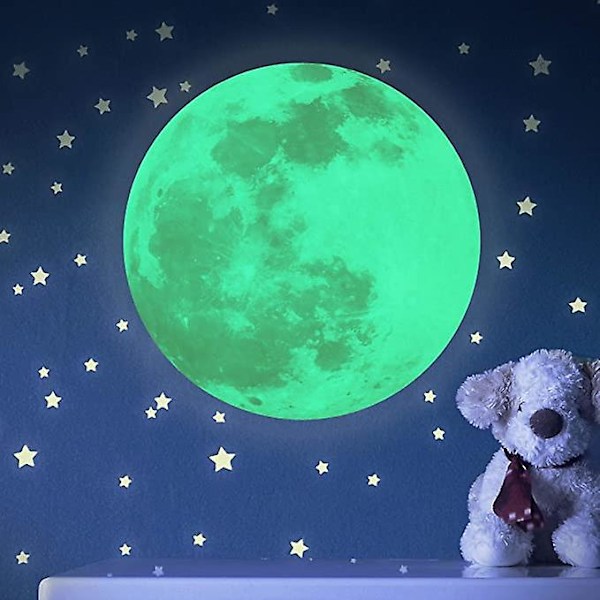 Dww-Glow in the Dark 30cm - Glow in the Dark Ceiling Perfekt for tak, Glow in the Dark Space Stickers, Moon Stickers eller Moon Stickers