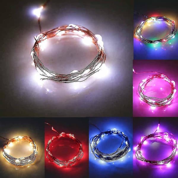 2m 20led Koppartråd Jul Bröllop Ljusslinga Batteridriven