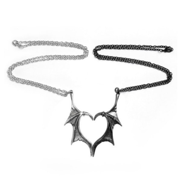 Demon Dragon Wing Love Heart hängsmycke halsband black