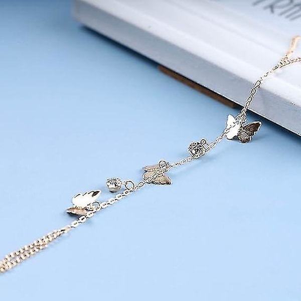 Boho Butterfly Finger Armbånd Gull Krystall Slave Kjede Armbånd Vintage Rhinestone Cz Ring Håndledd Armbånd Tilpasse Butterfly Hånd Kjede