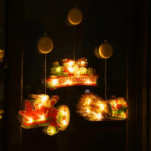 Christmas Pendel String Light Sugkopp Juldekoration Ljusrum Vitrinskåp Gardinhängande ljus
