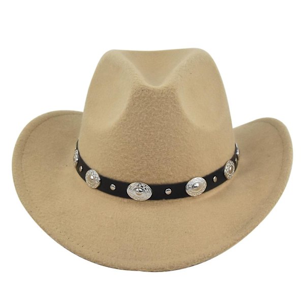 Klassinen cowboy-hattu Retro Jazz Hat Etninen villahuippulakki Huopahattu Retro Faux Sheep Hat Cowboy Hat