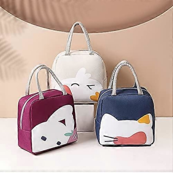 Canvas Tjock Folie Lunchväska, Isolerad Lunchväska, Söt Canvas Lunchväska, Cartoon Isolerad Väska för Kvinnor Män Barn Arbete Skola Camping Picknick