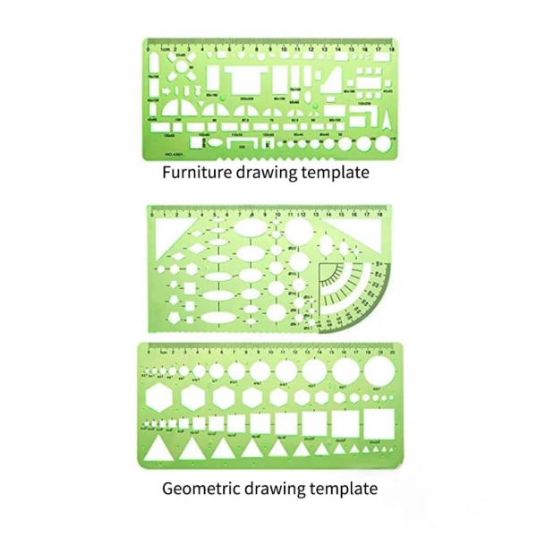 6 delar Ritmall Arkitekturmall Geometri Design Kontorsmöbler Ritning Mätmall Linjal Skolkontorsmaterial