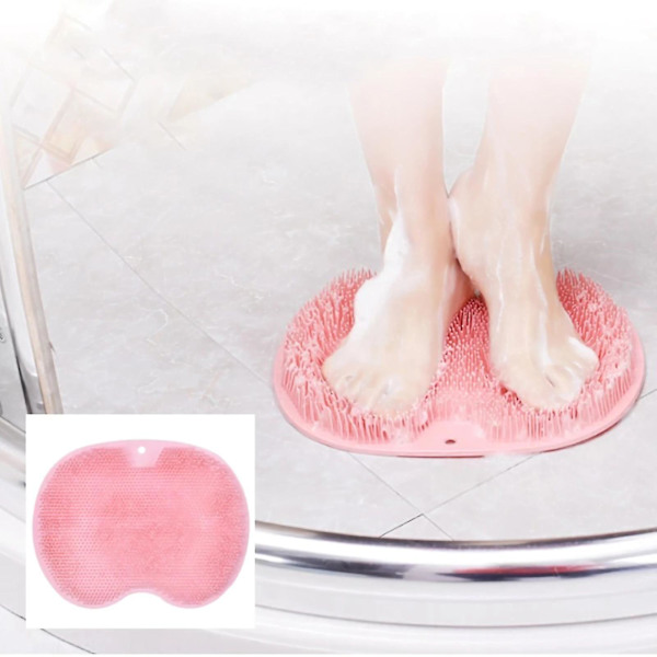 Fotmassageskrubbmatta TPR Fällbar krok Fotskrubb Rengöringsborste Med sugkopp Rosa