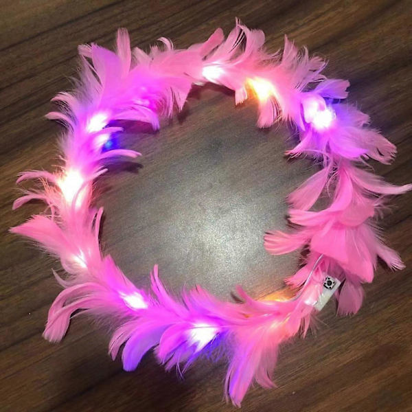 4-pack Blomsterkrans, Fjäderkrans Hårband Luminous med 10 LED-lampor, Ljusa Huvudbonader med Färgväxlande LED-lampor, Bröllop Festivalfest