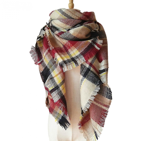 Women Tartan Scarf - Winter Long Scarves Plaid Warm Wraps Wool British Style For Ladies Spinning Tassel Shawl Long Stole,11