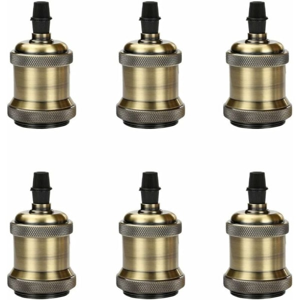 6 delar vintage E27 lamphållare, Edison retro lamphållare taklampa adapter mässing vintage sockel (6 delar) Dksfjkl