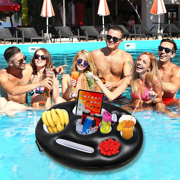 Oppustelig drikkevareholder, PVC flydende ølholder, bærbar poolbakke, flydende bakke til poolparty