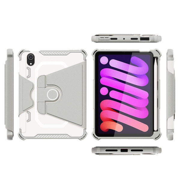 Ipad Mini 6 case (8,3 tum, 2021 års modell), Ipad Mini 6:e generationens case med pennfack, ställ smart case (grå)