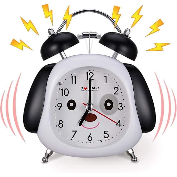 Analog väckarklocka, 3 tum hund barn väckarklocka med högt alarm, dubbel klocka väckarklocka med Ni