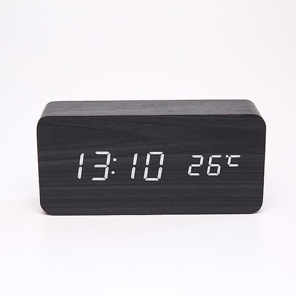 2024, Elektronisk väckarklocka mode trä väckarklocka-0-vit-rött ljus