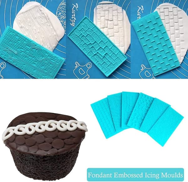 6 stk. Embossing Matte Fondant Tekstur Embossing Baking Mold Kakedekorasjon Gipsform