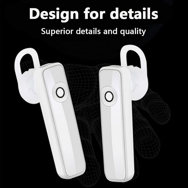 Bluetooth-headset trådlöst headset mobiltelefon handsfree i örat-vit