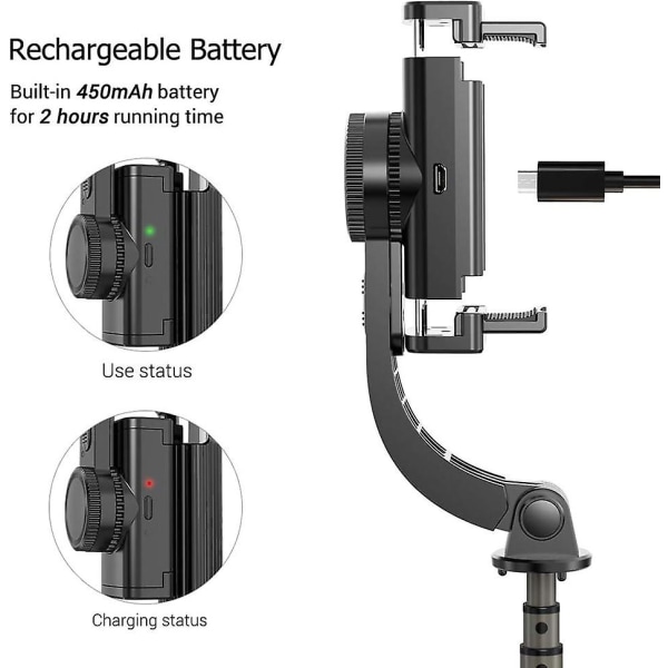 3 In 1 Telefon Gimbal Stabilisator Selfie Stick Stativ 86 Cm 5-delad Med Remote Release Telefonklämma Smart Roterande Kompatibel med Iphone Samsung Huawei S