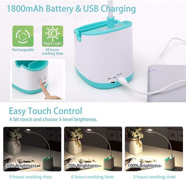 Bordlampe til børn med natlys LED USB genopladelig