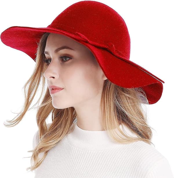 Dame bredbremmet ullbånd floppy hatt