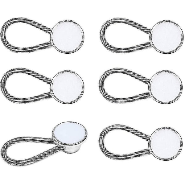 6 st krageförlängare - vit metall krage förlängare, elastiska knappförlängare, klänning skjortförlängare
