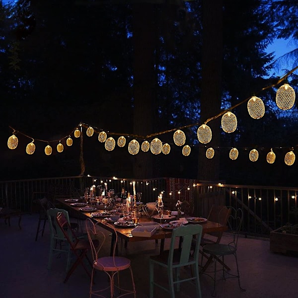 15ft 20 LED Ananas Lyskæde, Fe Lyskæde Batteridrevet Til Terrasse Hjem