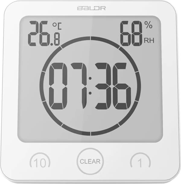 LCD Digital Vattentät Badrumsväggklocka Duschklocka Timer Temperatur Luftfuktighet Kök Toalett Väckarklocka